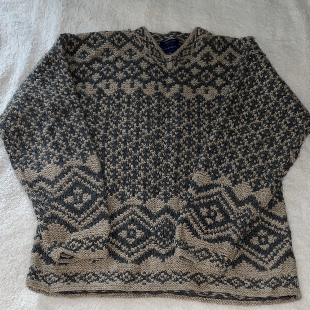 Davis & Squire Hand Knit Shetland Wool Fair Isle Sweater Medium